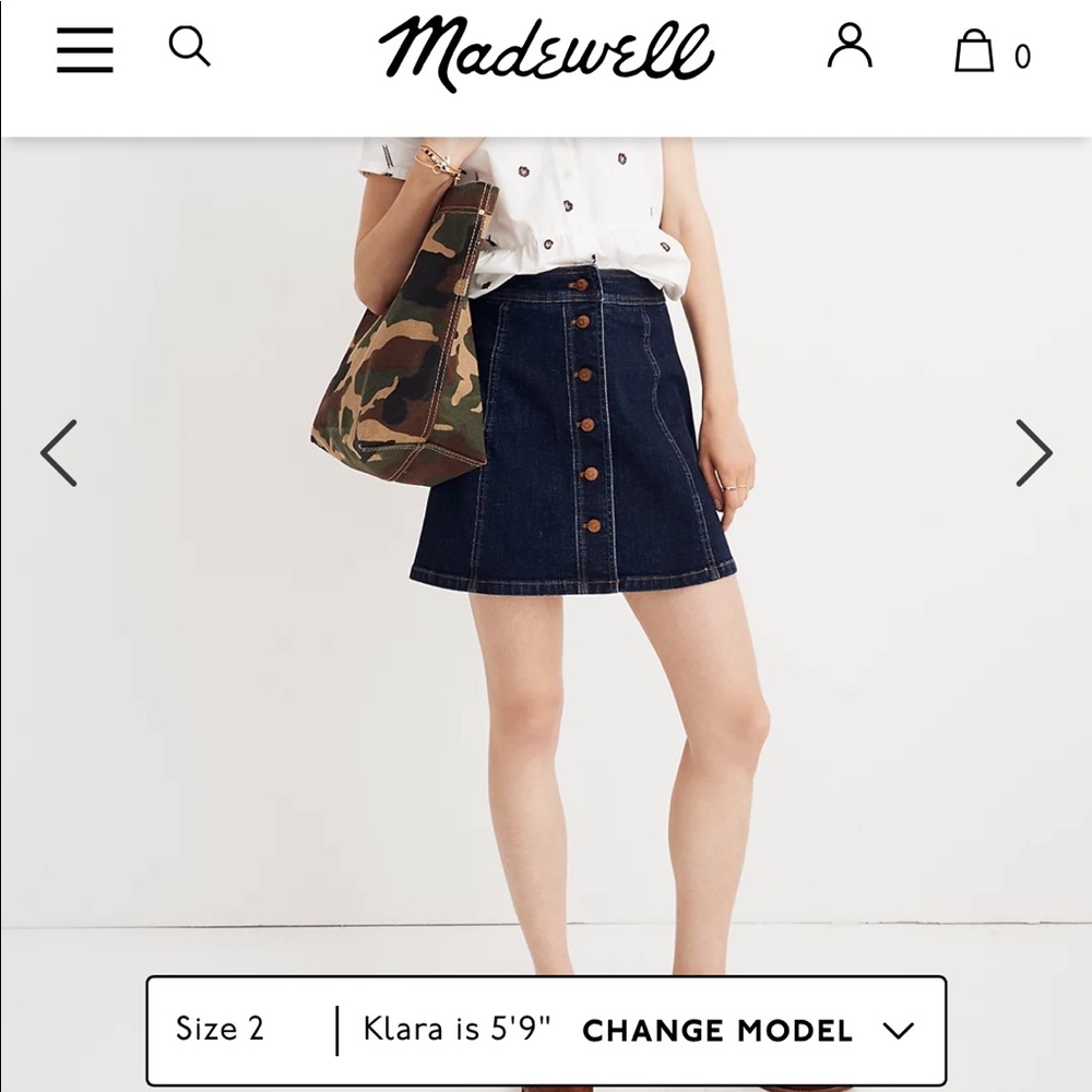 Madewell Button Front Denim A-Line Skirt